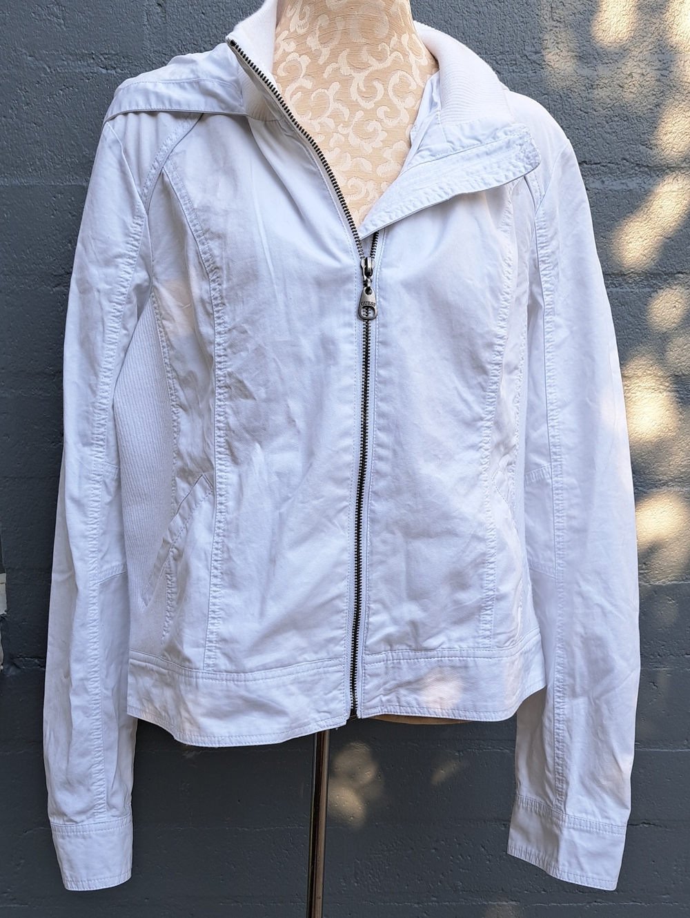 Guess White Zip-Front Utility Jacket